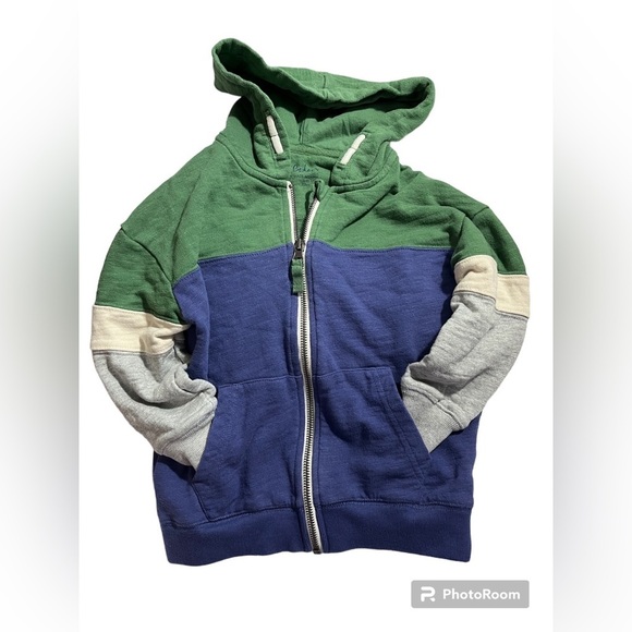 Mini Boden colorblock blue/green fall essential zipup hoodie size 4-5Y - Picture 4 of 6